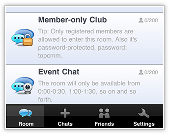 Neat UI of 123 Flash Chat, iPhone App, iPad App, Android App