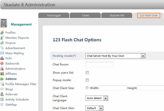 Skadate-control-panel/control panel of 123flashchat on Skadate