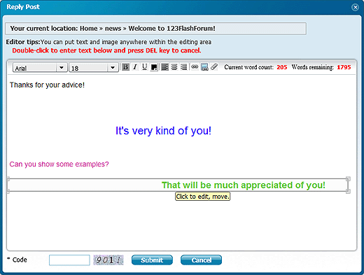 123flashforum flexible text aligning, forum flexible text aligning, flash forum, forum text input, website forum, chat forum