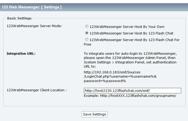 SMF Control Panel of Web Messennger, Web Messenger, IM Software, Facebook Chat