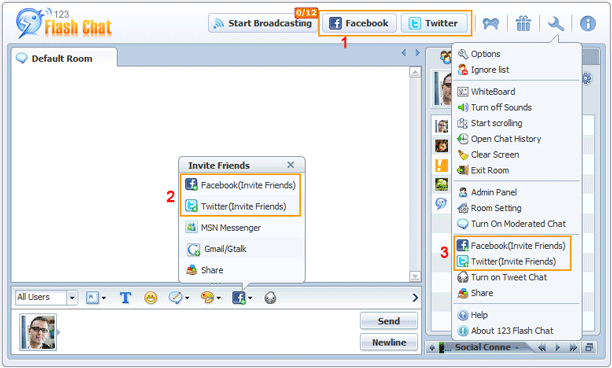 Social Invite Friends, Social Connect, Flash Chat, Chat Software, Chat Room