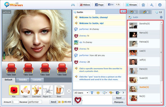 123 PPV Software Chat Software Switch Room, Webcam Chat, HTML Chat, Live PPV Software, Video Chat