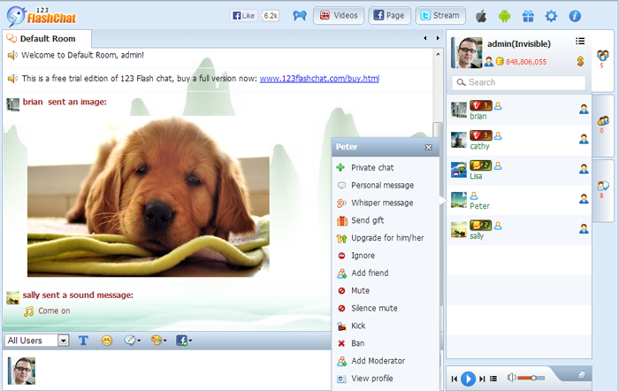 Invisible Admin of 123FlashChat, Video Chat, Flash Chat, Chat Software, PHP Chat