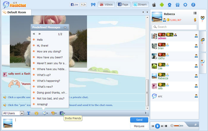 Predefined Messages of 123FlashChat, Video Chat, Flash Chat, Chat Software, PHP Chat