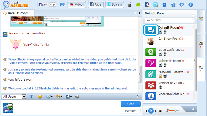 Room Logo in Chat Room, 123 Flash Chat Software