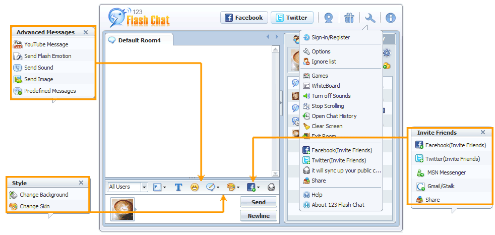 Simplified Tool Bar – 123 Flash Chat, Flash Chat Software