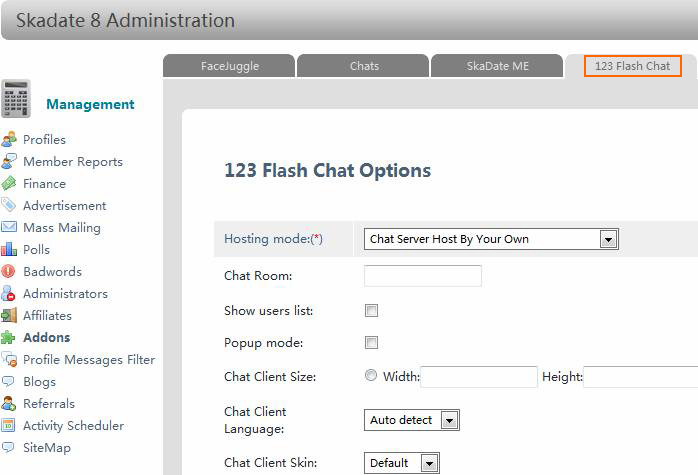 Addon to flash chat window