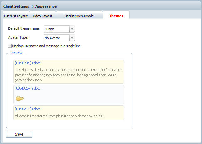 No Avatar in Chat Themes Settings of 123 Flash Chat, Chat Software No Avatar in Chat Themes Settings of 123 Flash Chat, Chat Software