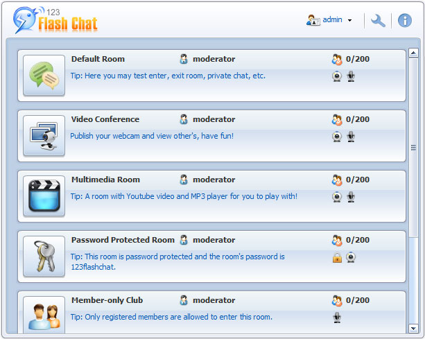 Logo in Room List of 123 Flash Chat, Chat Software