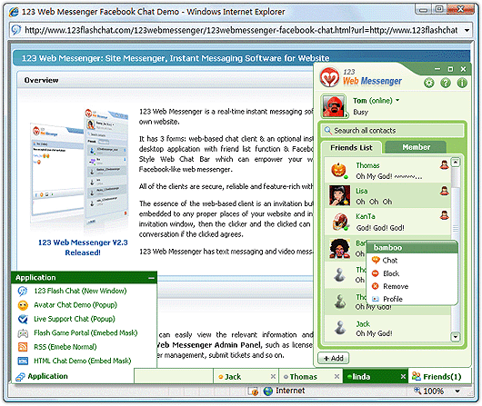 123 Web Messenger Free DotNetNuke IM Module of Facebook Messenger Style Web Chat Bar